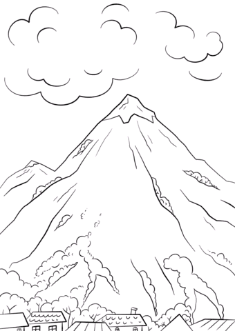 dibujo de una montaña en blanco y negro