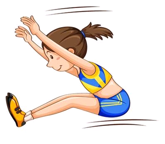 Dibujo de chica saltando longitud con ropa deportiva